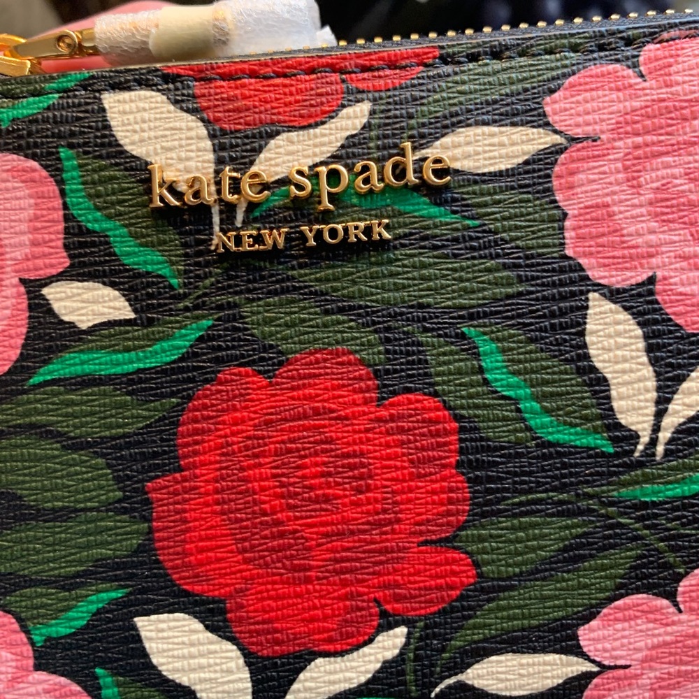 SOLD⛔️Authentic KATE SPADE flowers Leather L-Zip card case/Keychain - Picture 10 of 10